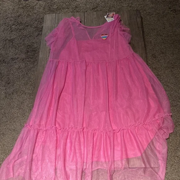 NEW Adult Short Sleeve Tulle A-Line Dress • Barbie Pink - Picture 5 of 5